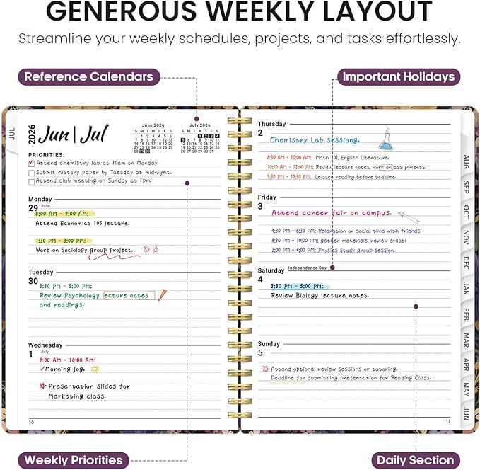 Planner 2026-2027, Academic Year Monthly and Weekly Calendar Planner, Jul 2026 - Image 3