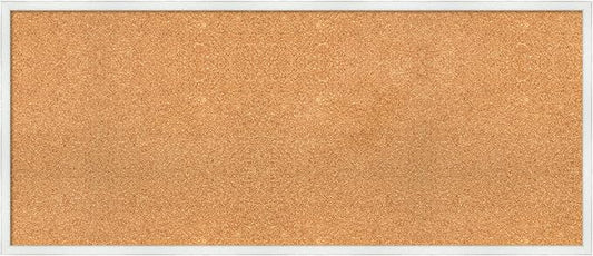 Amanti Art Natural Cork Board for Wall, 21x49 Vision Board with White Frame, Oversize Corkboard Office Decor for Home Organization, Country Rustic Corkboard Pinboard to Display Items for Home-DeskLoop Office