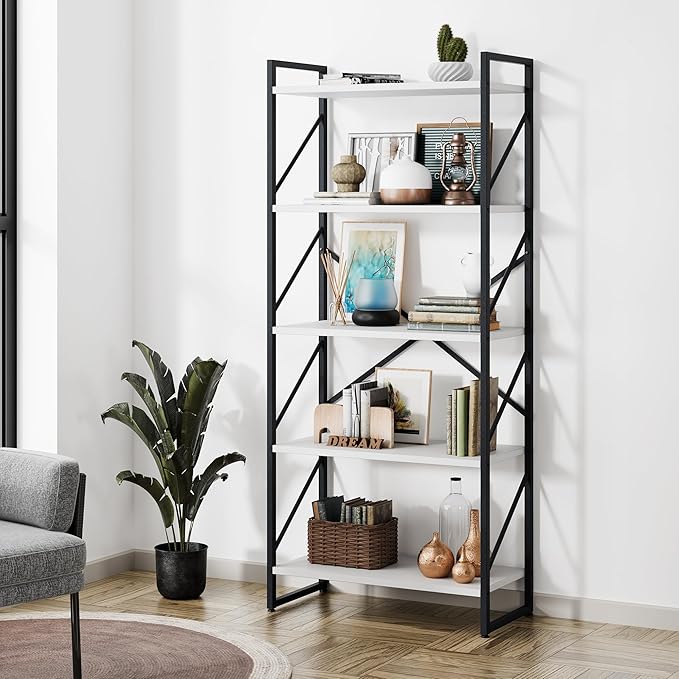 Shintenchi 5 Tiers Bookshelf, Classically Tall Bookcase Shelf, Industrial Book by Shintenchi%7CFurnitureMadeforRealLife