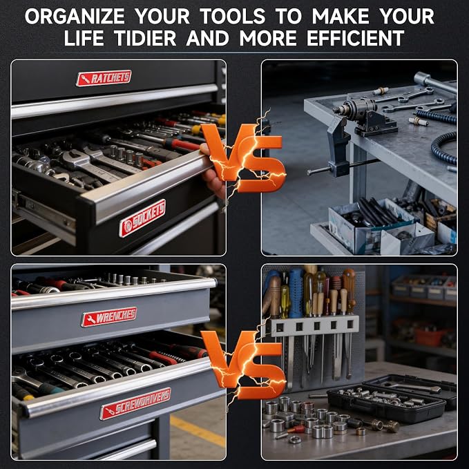 12 PCS Metal Magnetic Tool Box Labels, Embossed Tool Box Labels Magnet - Image 7