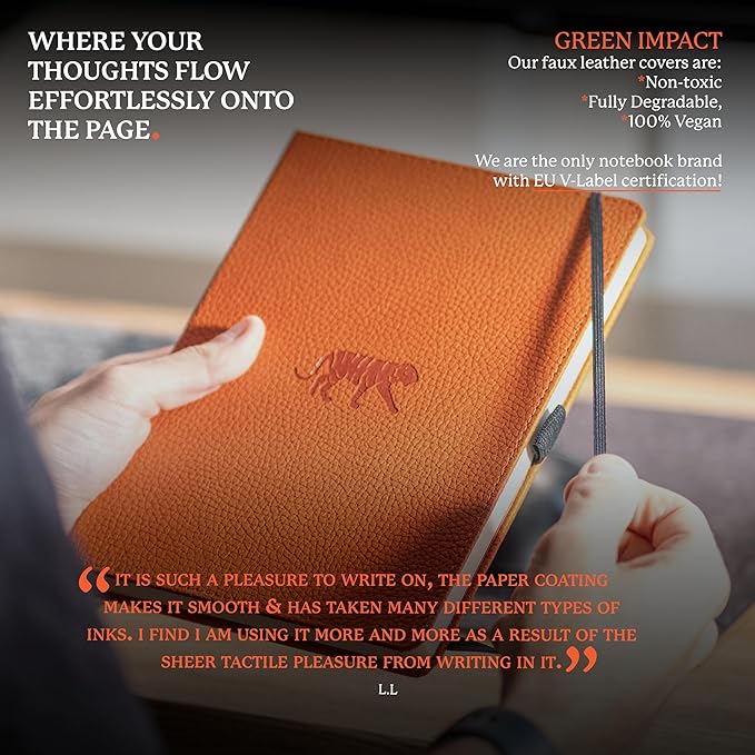 Dingbats* Wildlife Plain Writing Journal Notebook A5 - Vegan Leather Hardcover - Ideal for Work, Travel - Pocket, Elastic Closure, & Bookmark-DeskLoop Office