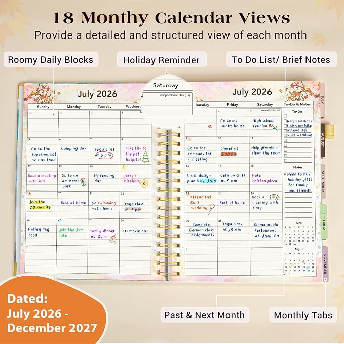Academic Planner 2026-2027, 18 Months Weekly and Monthly Daily Planner from - Image 2