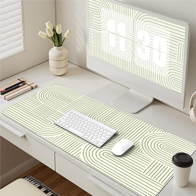 iCasso Green Desk Matt for Desktop, Cute Desk Pad Mat, Large Mouse Pad - Image 6