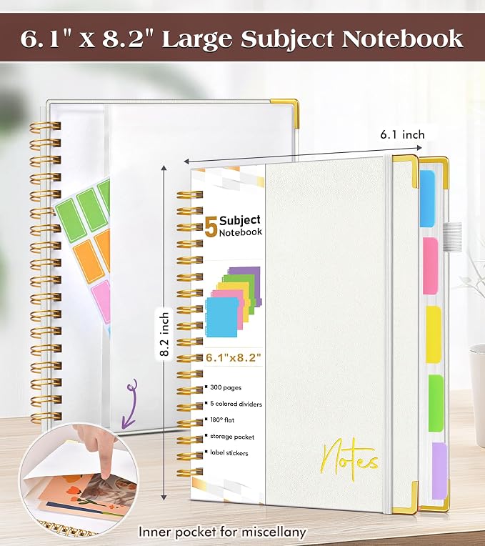 Spiral Notebook Journal with Removable Dividers Tabs, 300 Pages Hardcover - Image 4