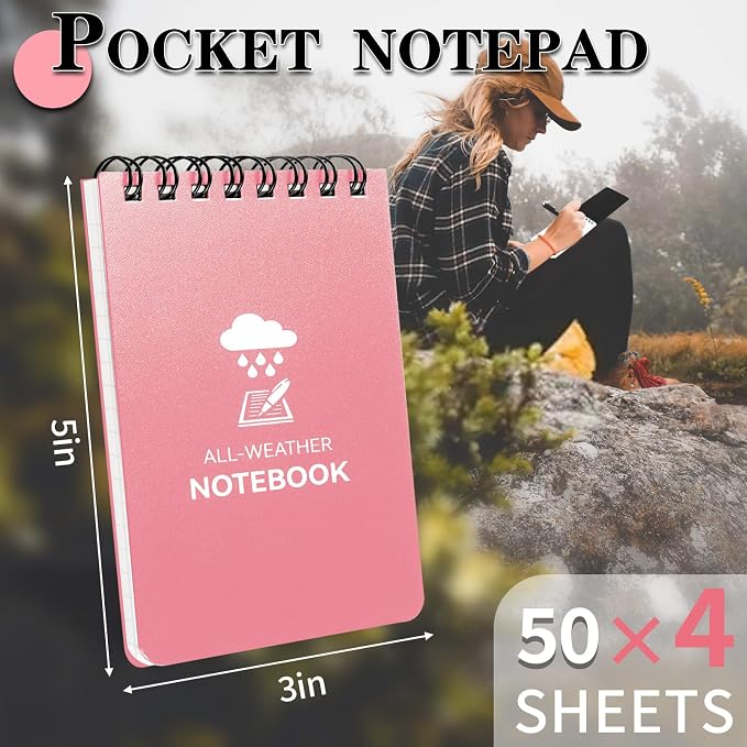 COIDEA Waterproof Notebook, 4 Pack Top-Spiral Pocket Notepad, All Weather - Image 3