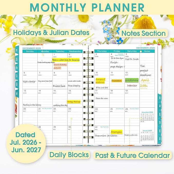 Planner 2026-2027 Weekly and Monthly Calendar Planner Jul 2026-Jun 2027 | - Image 4