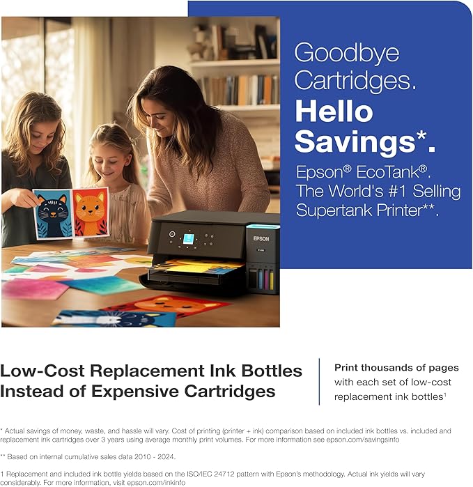 Epson EcoTank ET-2980 Wireless All-in-One Color Supertank Printer with up to 3 Years of Ink, Refillable Tanks, Perfect for Home, 15 PPM, 1.44" Color Screen, Auto 2-Sided Printing - Black-DeskLoop Office
