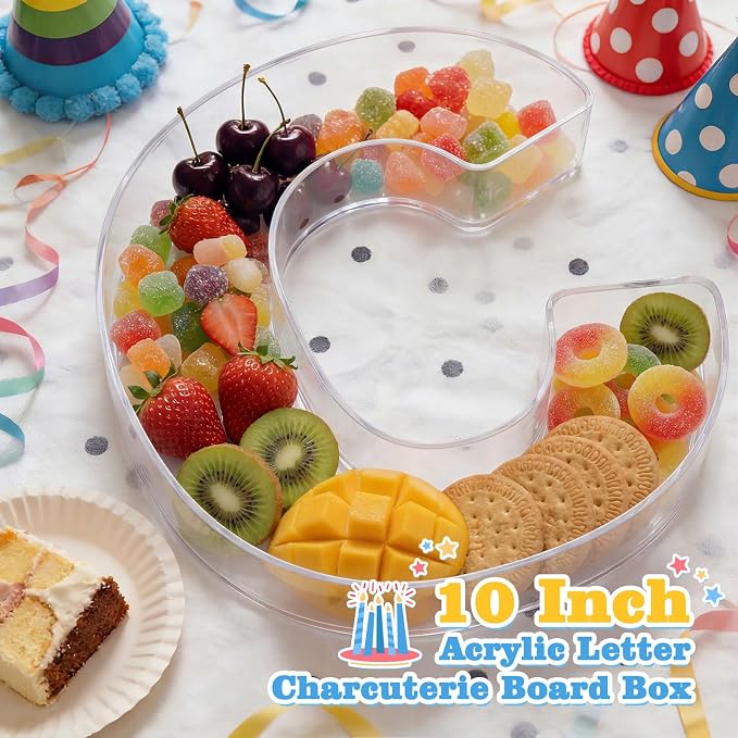 Ledido 10’’ Acrylic Letter Charcuterie Board Box, Reusable Fillable Serving Tray - Image 2