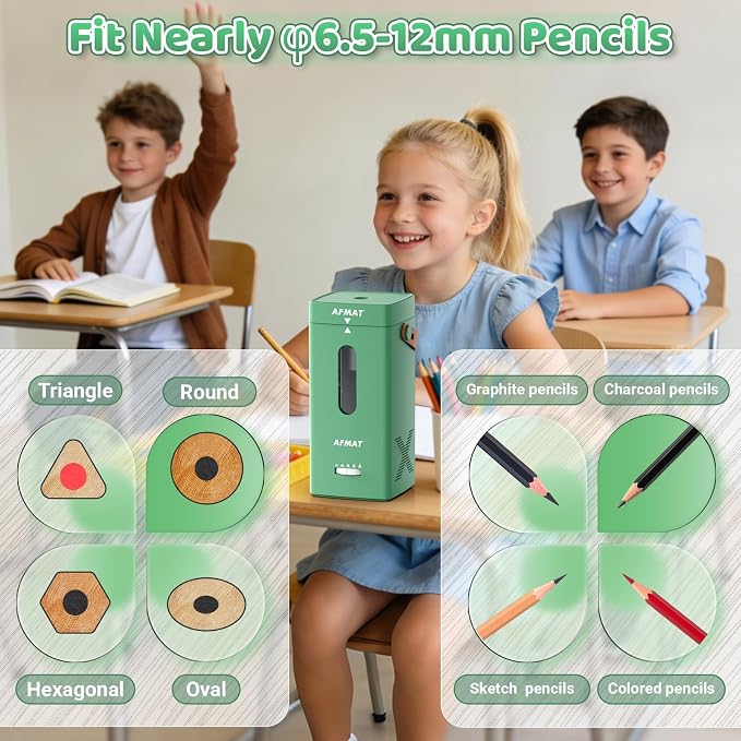 AFMAT Electric Pencil Sharpener, Fully Automatic Pencil Sharpener, Auto in & Out - Image 4