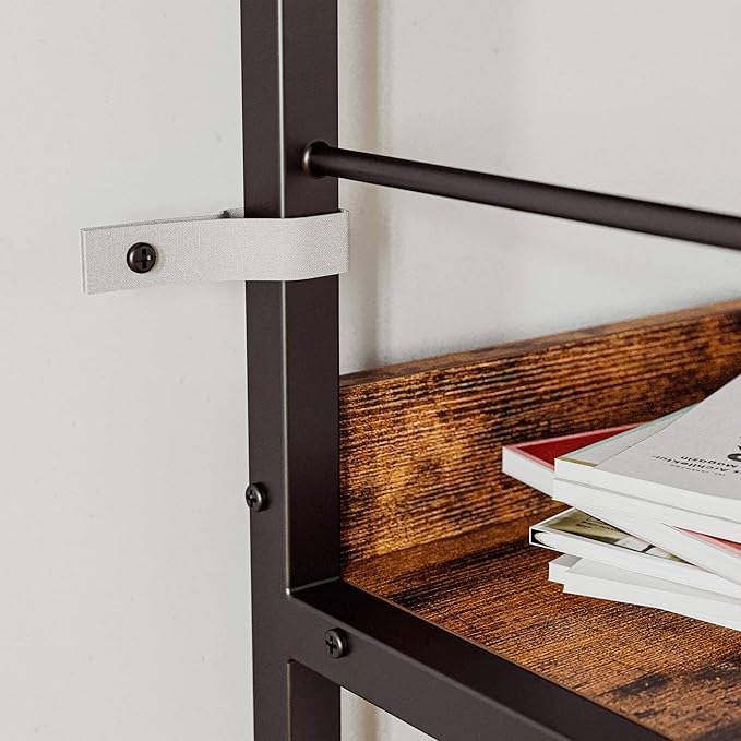 IRONCK Industrial Bookshelves and Bookcases, Ladder Shelf 5 Tiers with Metal Frame for Living Room, Home Office, Rustics Brown-DeskLoop Office