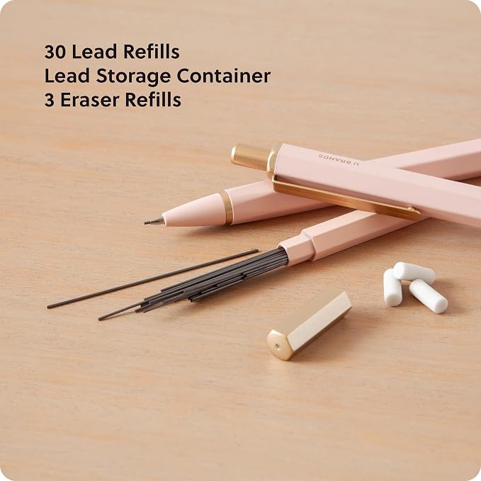 U Brands Cambria Mechanical Pencils, Blush Pink, Soft Touch, Medium Point - Image 4