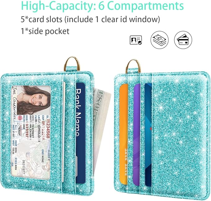 Slim Credit Card Holder Glitter Leather Small Wallet Women Thin Cards Holders - Image 2