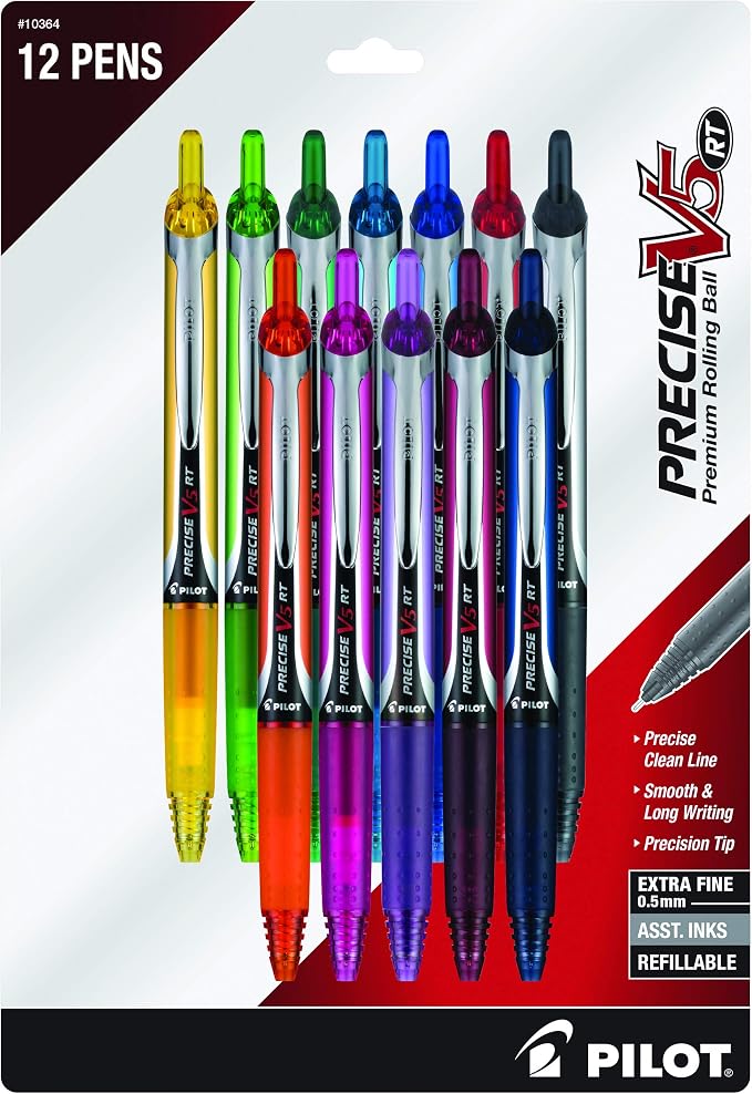 Pilot Precise V5 RT Refillable & Retractable Rolling Ball Pens, Extra Fine by PilotCorporationofAmerica