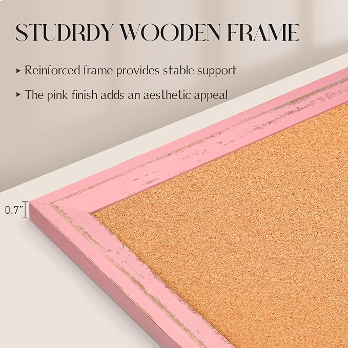 Cork Board Bulletin Board, Decorative Pin Board, Wall Mounted, - Image 3