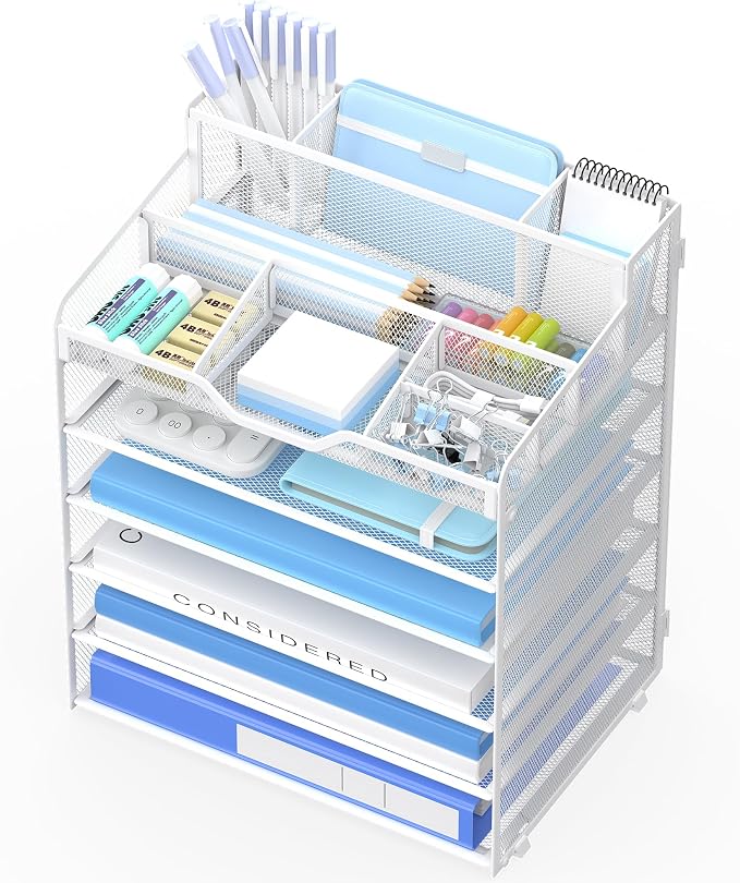 6 Tier Mesh Desk Organizer by OrgMate
