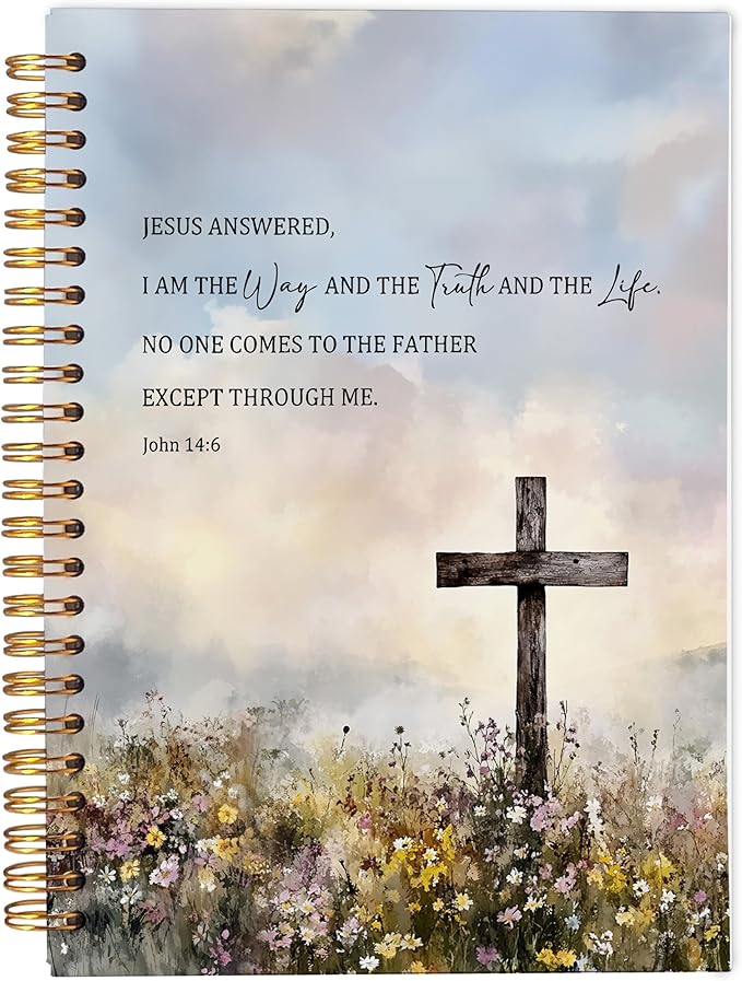 Ecezatik Wildflower Cross Christian Notebook Journal, John 14:6 Bible Notebook by Ecezatik