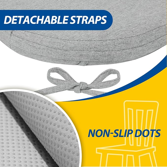 AAAAAcessories D-Shaped Chair Cushions, Machine-Washable Cover, Light Gray - Image 5