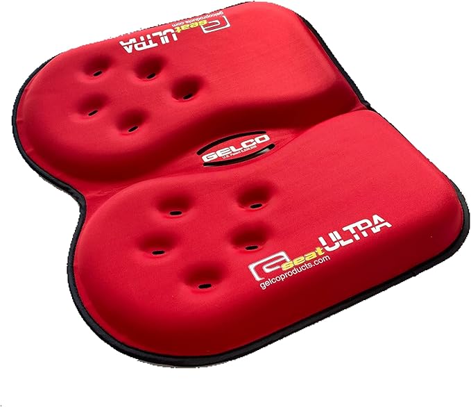 GSeat Ultra Orthopedic Gel and Foam Seat Cushion - for Coccyx, Back, Tailbone, Prostate, Postnatal, and Sciatica Pain/Discomfort - Office, Car, Chair, Travel (Cardinal Red)-DeskLoop Office