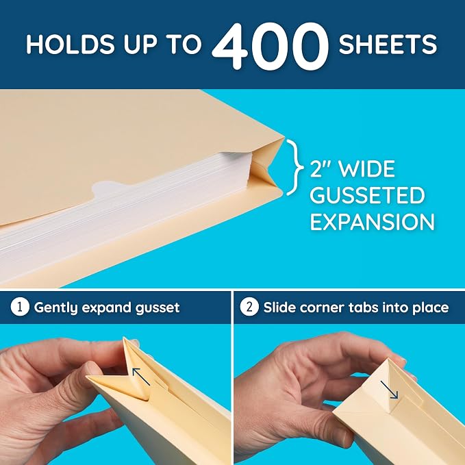 Blue Summit Supplies 2 Inch Manila File Jacket, 50 Folders, Reinforced Straight - Image 3