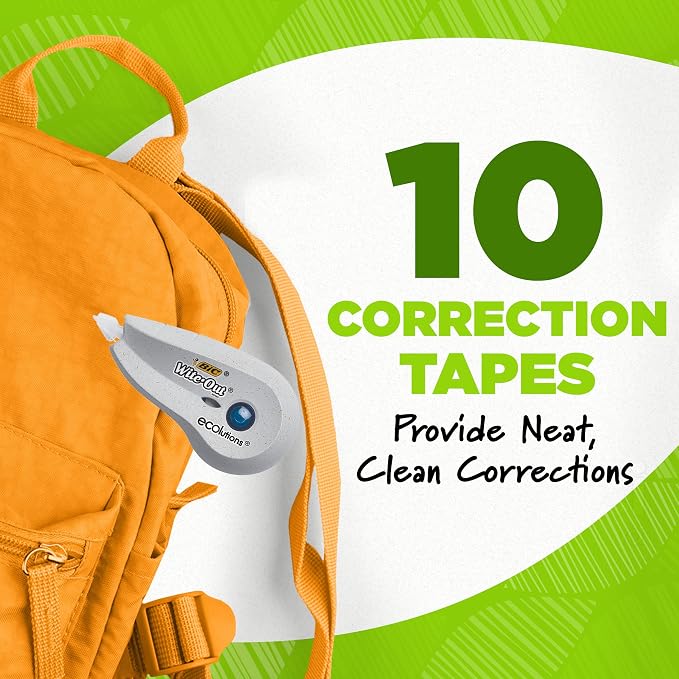 BIC Ecolutions Wite-Out Brand Correction Tape, 19.8 Feet, 10-Count Pack - Image 3