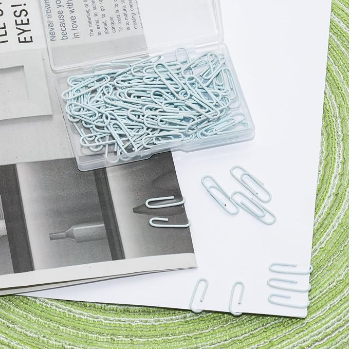 100 Pcs Light Blue Paper Clips, 1.1 Inch Colorful Paperclips | Vinyl Coated - Image 5