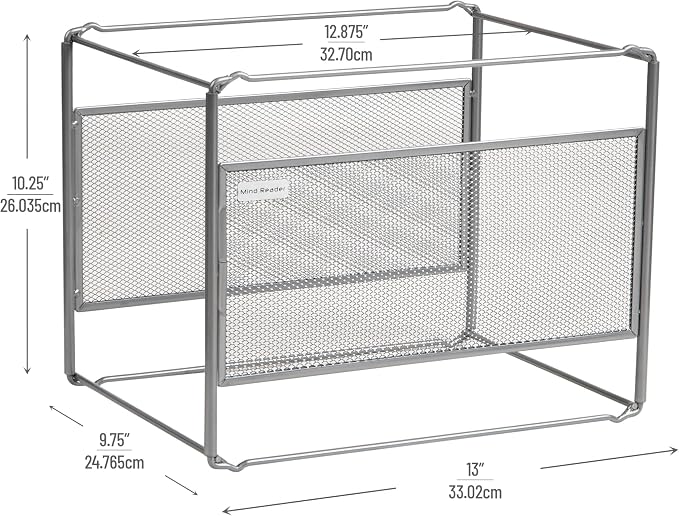 Mind Reader Hanging File Folder Organizer, Desktop Organizer, Metal Mesh - Image 3