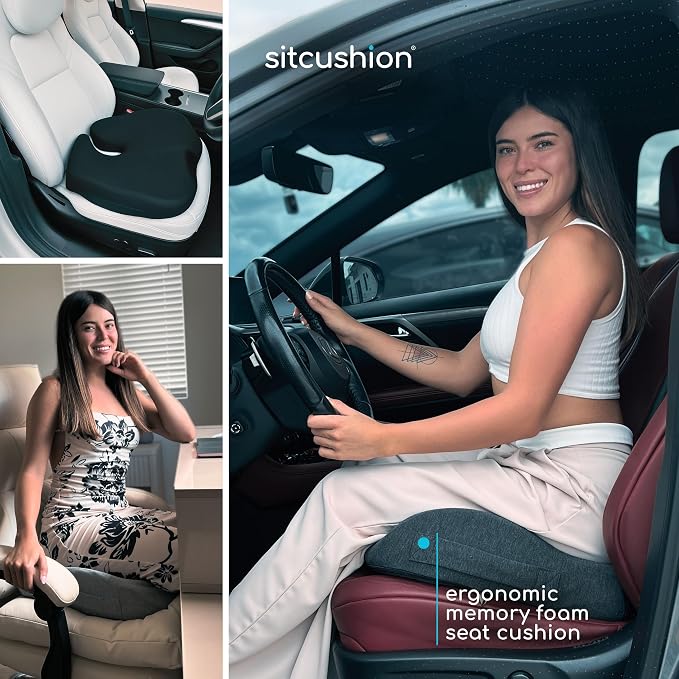 SitCushion Car Seat Cushion for Long Driving – X Large Memory Foam Seat Cushion - Image 2