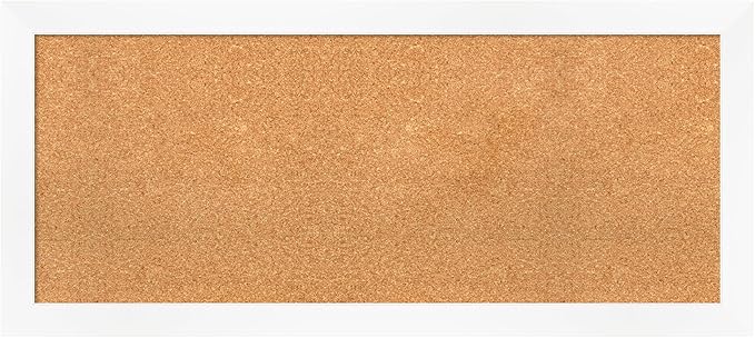 Amanti Art Natural Cork Board for Wall, 19x43 Vision Board with White Frame, Large Corkboard Office Decor for Home Organization, Modern Corkboard Pinboard to Display Items for Home Organization in-DeskLoop Office
