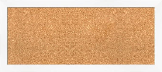Amanti Art Natural Cork Board for Wall, 19x43 Vision Board with White Frame, Large Corkboard Office Decor for Home Organization, Modern Corkboard Pinboard to Display Items for Home Organization in-DeskLoop Office