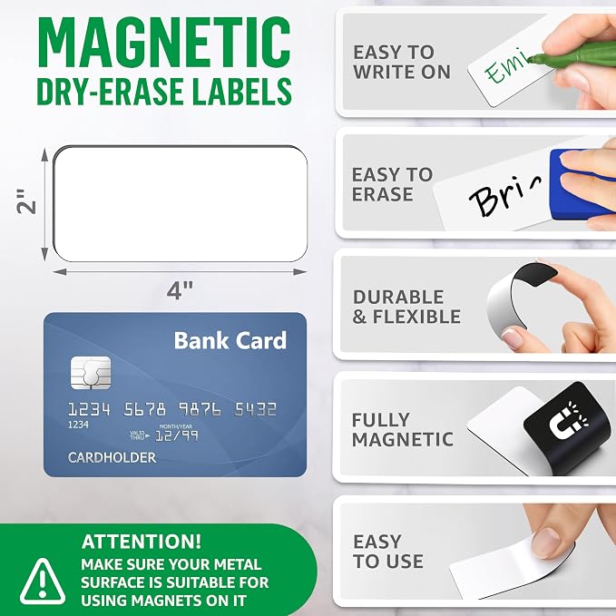 64 Pack Dry Erase Magnetic Labels 2x4 in - Image 2