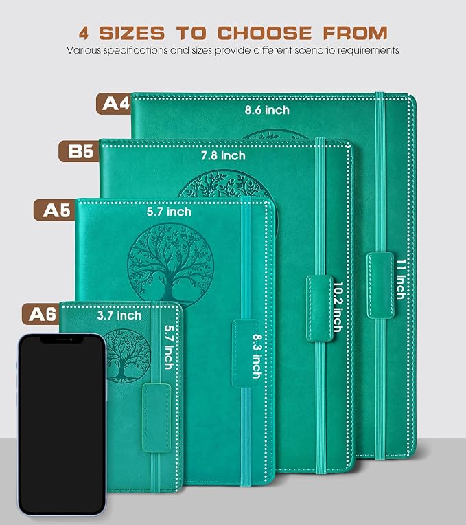 Biuwory A5 Leather Journal Notebook, 140 Lined Pages, Hardcover 5.7"×8.3" | - Image 2