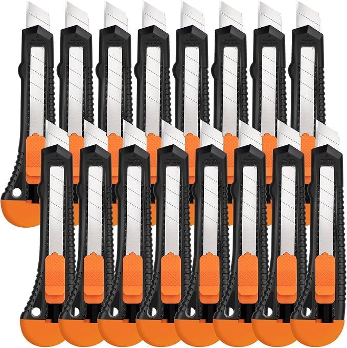 Box Cutter, Utility Knife, 16 Pack Box Cutter Retractable, Box Cutter Knife by TIFICAL