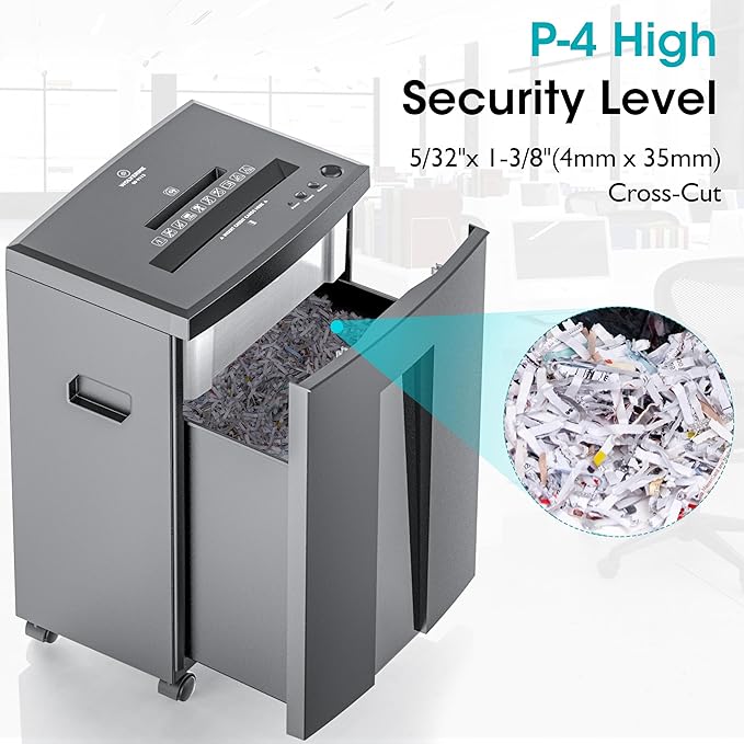 WOLVERINE 18-Sheet Shredders for Home Office Heavy Duty P-4 Security Level Crosscut Paper Shredder Paper/CD/Card Ultra Quiet Paper Shredder for Home with 6 Gallons Pullout Waste Bin SD9113(Grey ETL)-DeskLoop Office