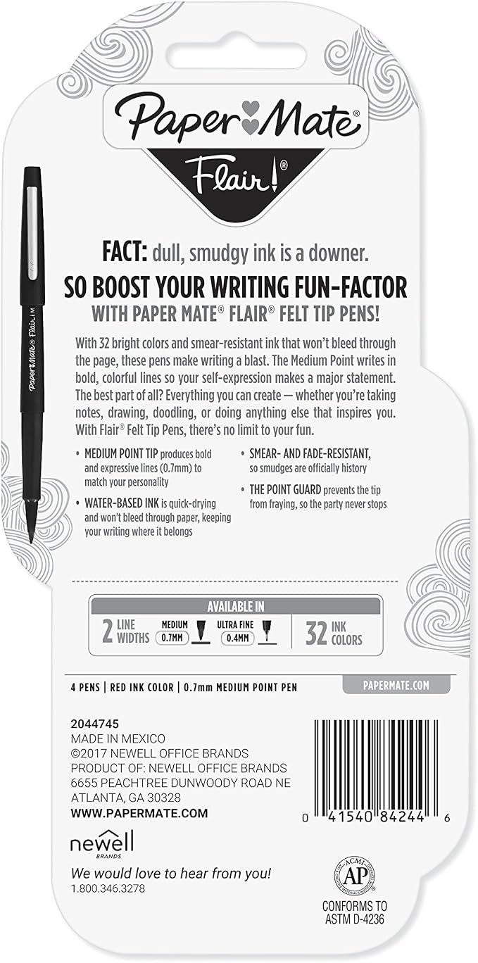 Paper Mate Flair Felt Tip Pens Medium Point Red 1 count - Image 8