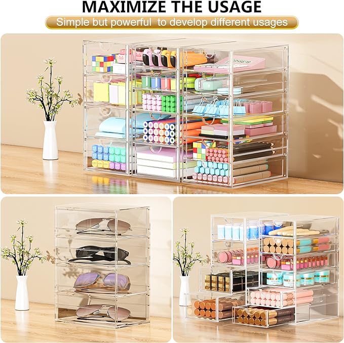 Acrylic 3 Pack Desk Organizers and Accessories, Makeup Organizer Storage - Image 4