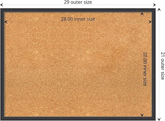 Amanti Art Natural Cork Board for Wall, 21x29 Vision Board with Black Wood Frame, Medium Corkboard Office Decor for Home Organization, Traditional Corkboard Pinboard to display items for home-DeskLoop Office