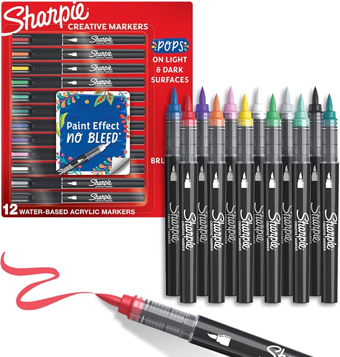 Sharpie Creative Markers, Water-Based Acrylic, Brush Tip, Kids Activity by Unknown