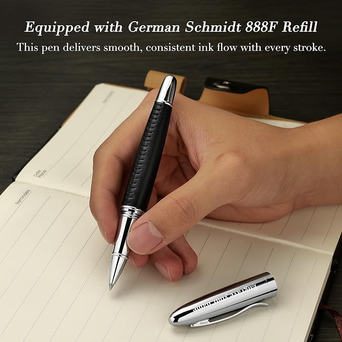 BEILUNER 318 Luxury Personalized Leather Pen, Hand-Stitched Premium Black - Image 7