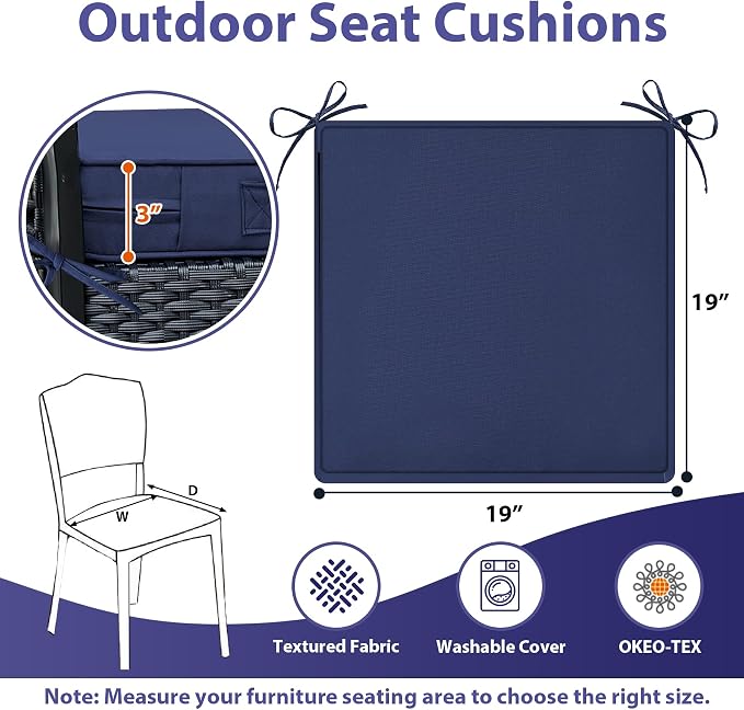 IPYNBAP Outdoor Chair Cushions Set of 4 -Waterproof Outdoor Seat Cushions - Image 6