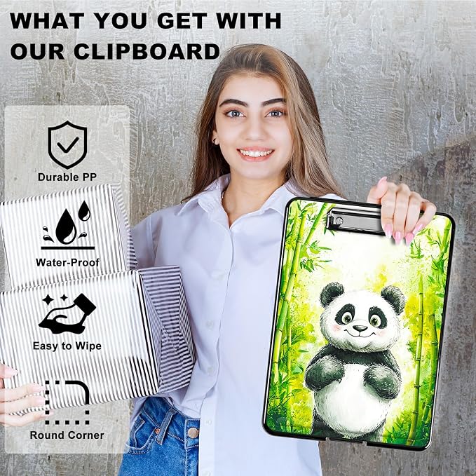 Green Bamboo Panda A4 Clipboard - Image 2