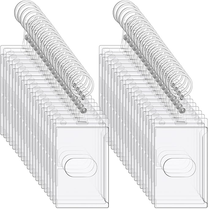 Marspark 100 Pack Keychain Card Holder Plastic Heavy Duty Badge Holder Vertical by Marspark
