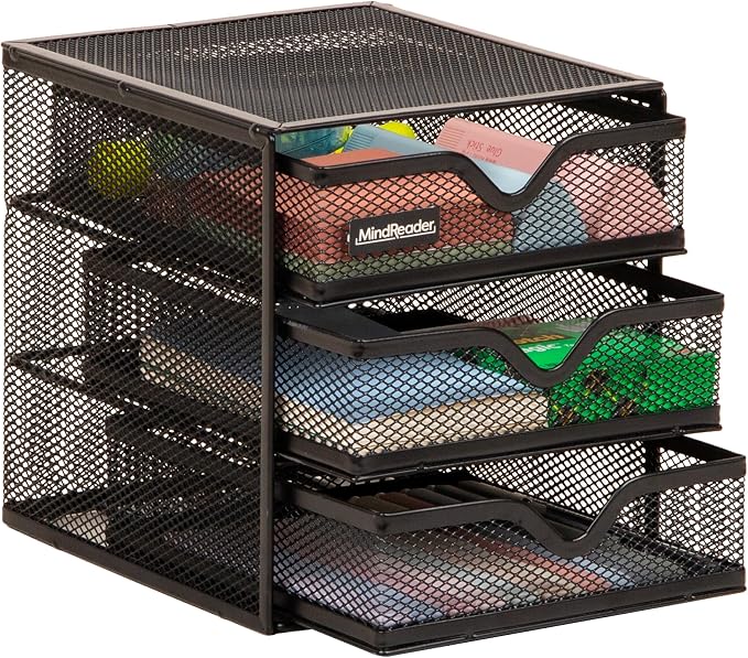 Mind Reader Desktop Accessory Storage, Desk Supplies, Metal Mesh, 6.25" L x by MindReader