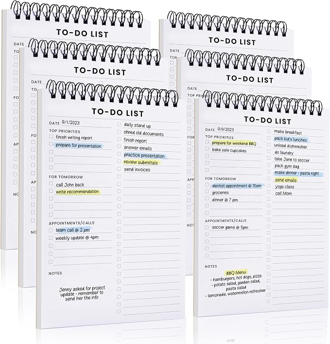 To Do List Notepad 6 Pack: Has Multiple Functional Sections by Unknown