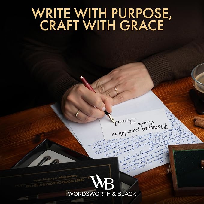 Wordsworth & Black Calligraphy Pen Gift Set, Includes Ink Bottle, 6 Ink - Image 2