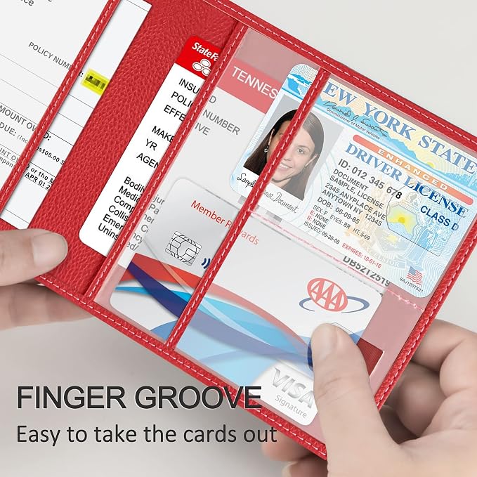 Car Registration and Insurance Holder, Premium PU Leather Vehicle Glove Box Car - Image 3