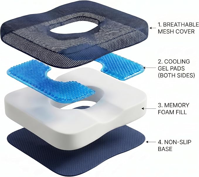 Gel Seat Cushion for Office Chair, Memory Foam - Image 2