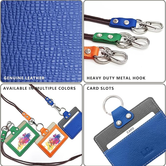 Badge Holder: Boshiho Cowhide Leather ID Badge Card Holder - Image 3