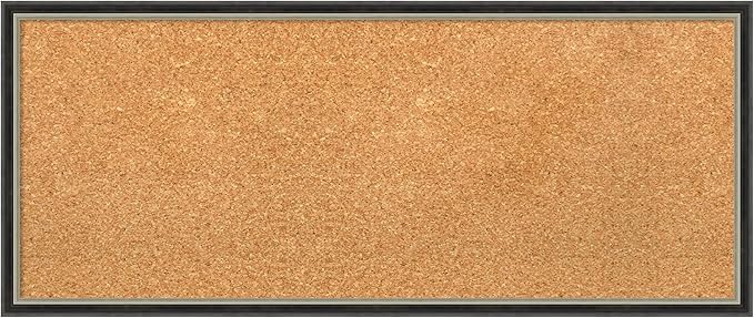 Amanti Art Natural Cork Board for Wall, 13x31 Vision Board with Black Wood Frame, Medium Corkboard Office Decor for Home Organization, Modern Contemporary Corkboard Pinboard to display items for home-DeskLoop Office