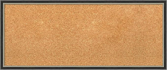 Amanti Art Natural Cork Board for Wall, 13x31 Vision Board with Black Wood Frame, Medium Corkboard Office Decor for Home Organization, Modern Contemporary Corkboard Pinboard to display items for home-DeskLoop Office