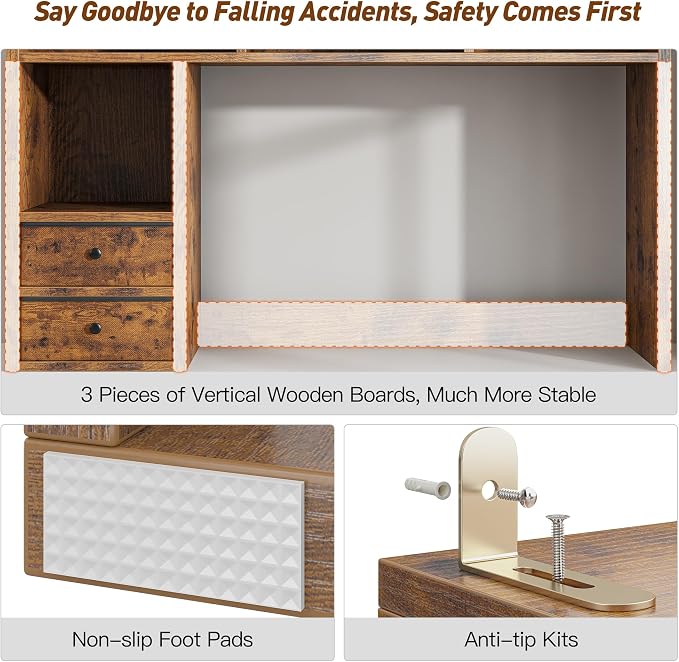 REIBII Desktop Bookshelf, High-Capacity Desk Hutch Organizer - Image 3